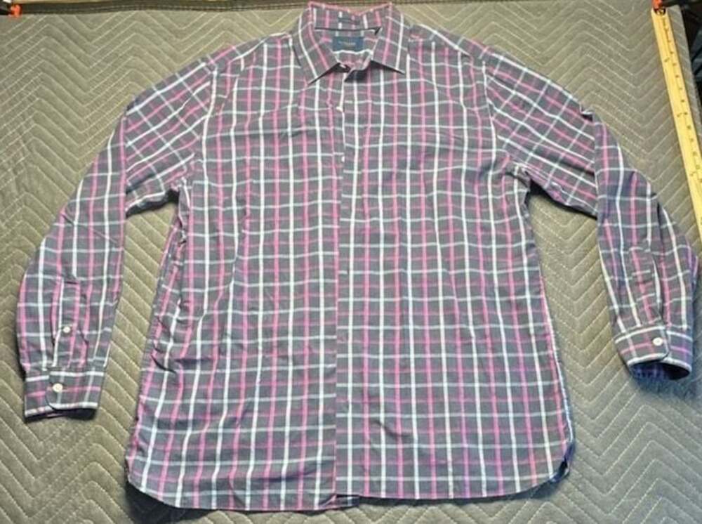 Fairlane Mens Regular Fit Non-Iron Stretch Plaid Button-Down Shirt XL